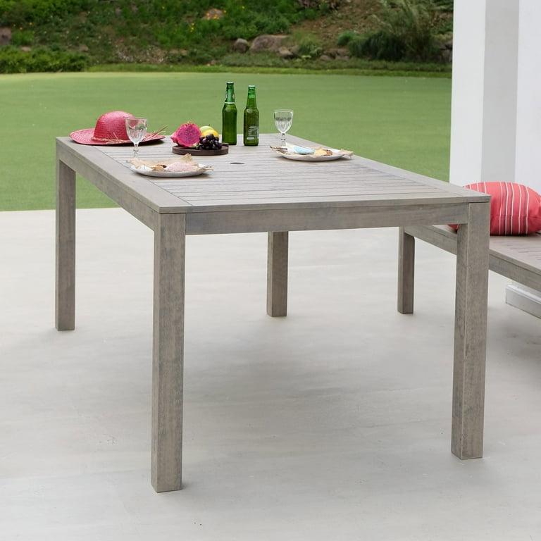 Weathered gray outdoor dining table hot sale