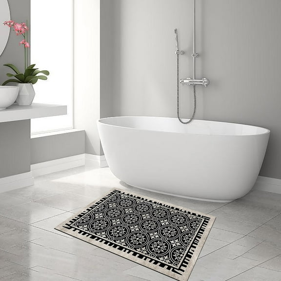 Cambridge Collection Accent Rug , Black & Ivory, Handmade Moroccan Wool, Ideal for High Traffic Areas in Entryway, Living Room, Bedroom, Crystal velvet carpet