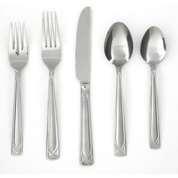 Cambridge Criss Cross Flatware Set 20 Stainless Steel Criss Cross Pattern Boxed 20