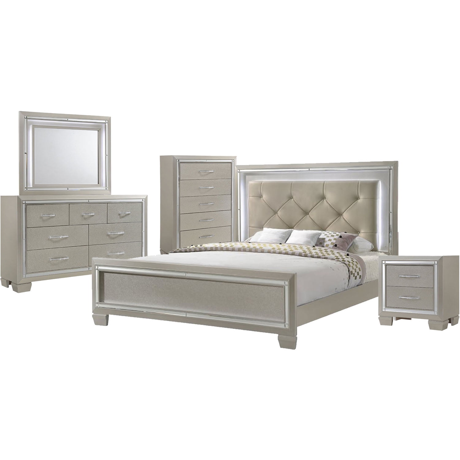 Cambridge Elegance 5Piece QueenSize Bedroom Suite Queen Bed Frame, Dresser, Mirror, Chest