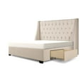 thumbnail image 1 of Cambridge Fabric Upholstered "Steel-Core" Platform Cal. King Bed/4-Drawers Ivory, 1 of 5