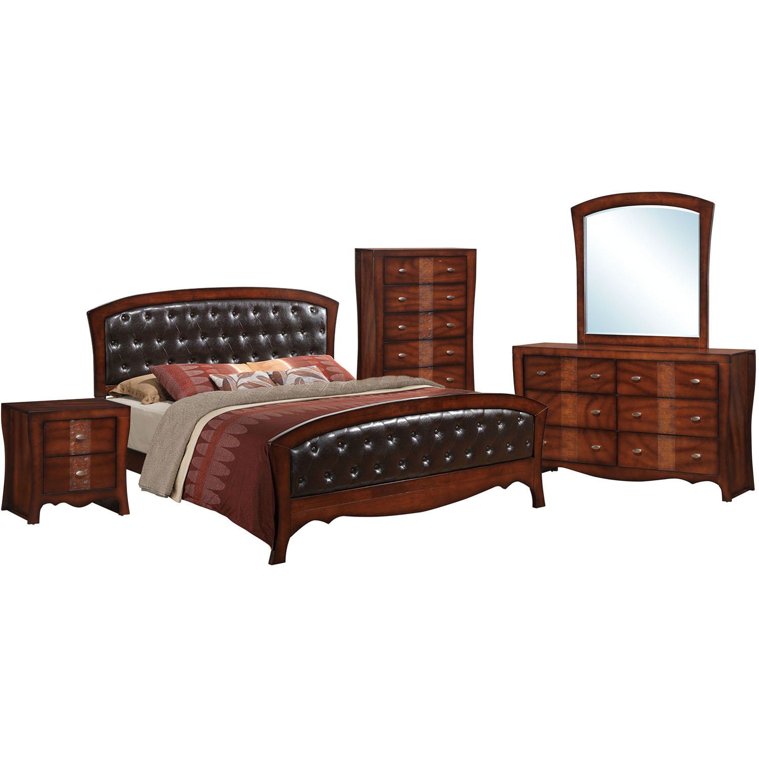 Cambridge Fairmount Five Piece Bedroom Suite: Queen Bed, Dresser, Mirror, Chest, Nightstand - image 1 of 2