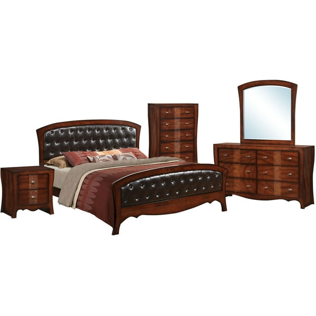 Cambridge Fairmount Five Piece Bedroom Suite: Queen Bed, Dresser, Mirror, Chest, Nightstand