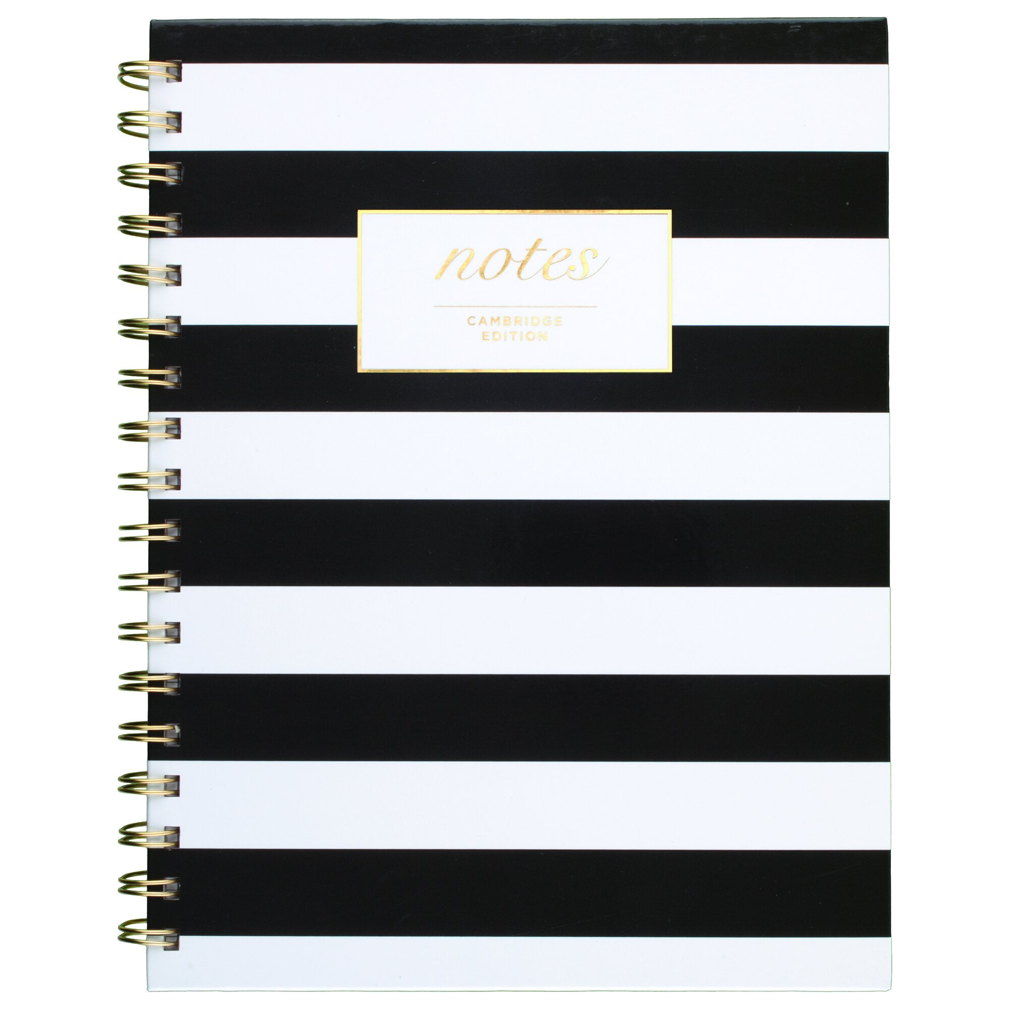 Cambridge Fashion Hardcover Business Notebook, 80 Sheets, 6 1/2" x 9 1/2", Black/White Stripe