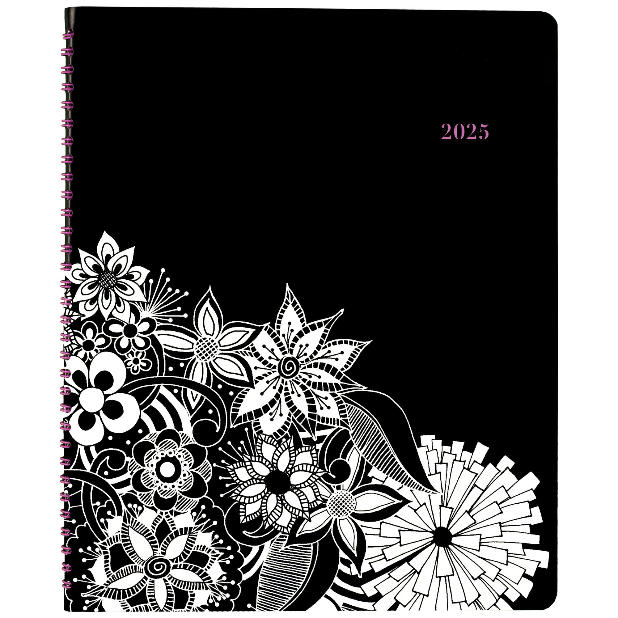 Cambridge FloraDoodle 2025 Weekly Monthly Appointment Book Planner BlackWhite