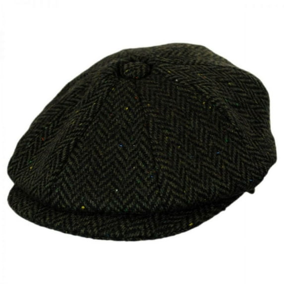 Cambridge Herringbone Wool Newsboy Cap - S - Green