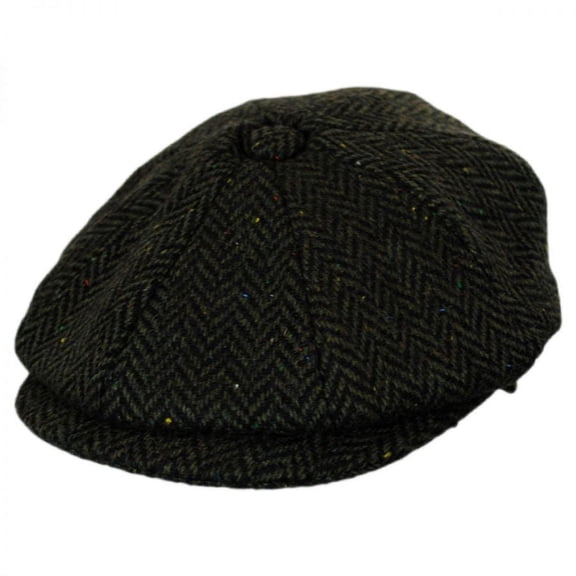 Cambridge Herringbone Wool Newsboy Cap - S - Green