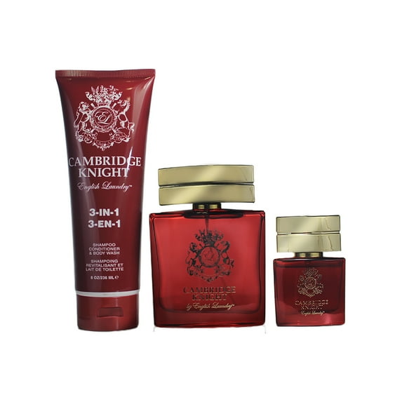 Cambridge Knight English Laundry Cambridge Knight 3 Pc. Gift Set For Men | Edp 0.68 Oz + Edp 3.4 Oz + 3-in-1 Shampoo/conditioner/body Wash 8 Oz for Men by English Laundry