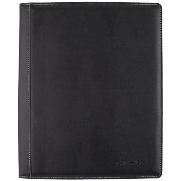 Cambridge Limited Refillable Faux Leather Notetaker Notebook, 50 Ruled Sheets, 8.5" x 11", Black