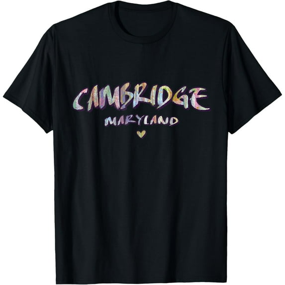 Cambridge Maryland - Cambridge MD Watercolor Logo T-ShirtMen and women, Black T-shirt, size: Extra large