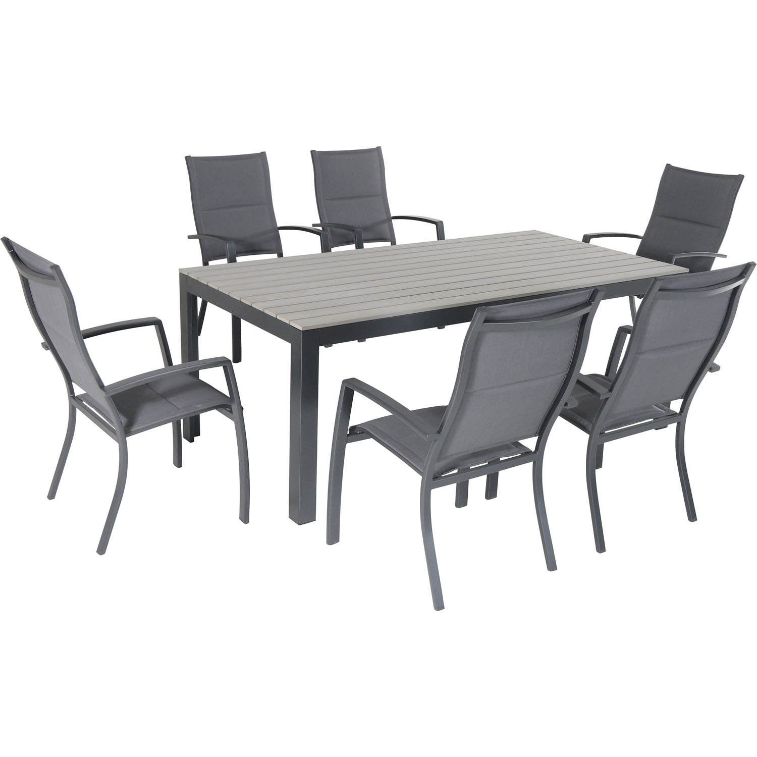 Cambridge Mesa 7-Piece Dining Set with 6 Padded Sling Chairs and a Faux Wood Dining Table - image 1 of 8