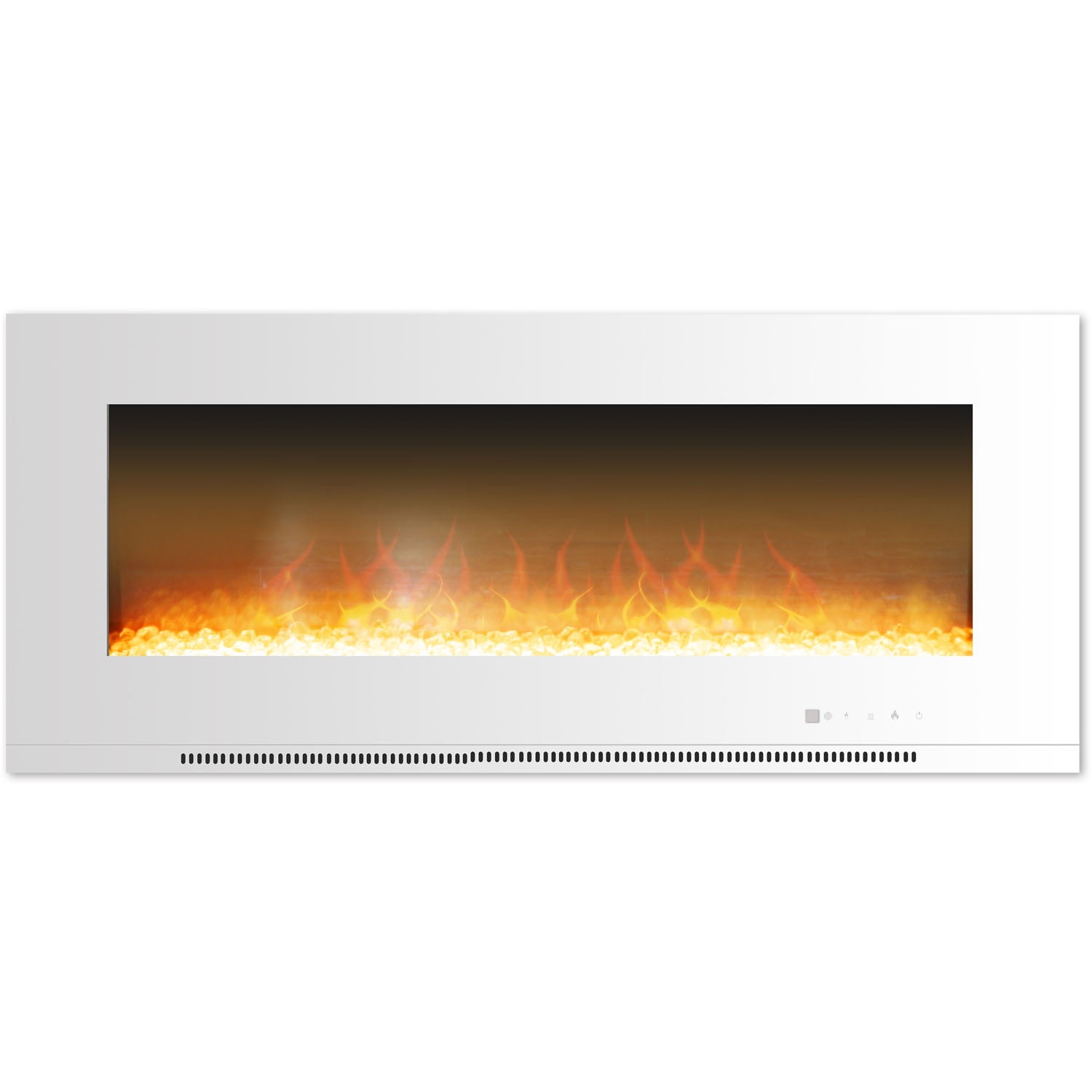 Cambridge Metropolitan 56" WallMount Electric Fireplace Heater in White with Crystal Rock