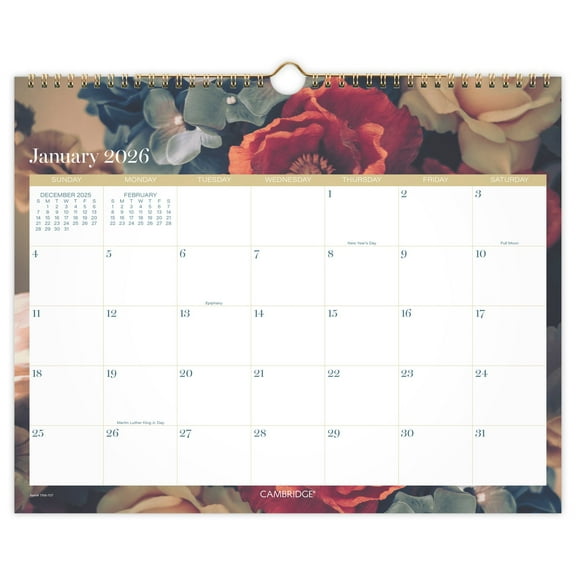 Cambridge Midnight Garden 2026 Monthly Wall Calendar Medium 15 x 12 - Wall