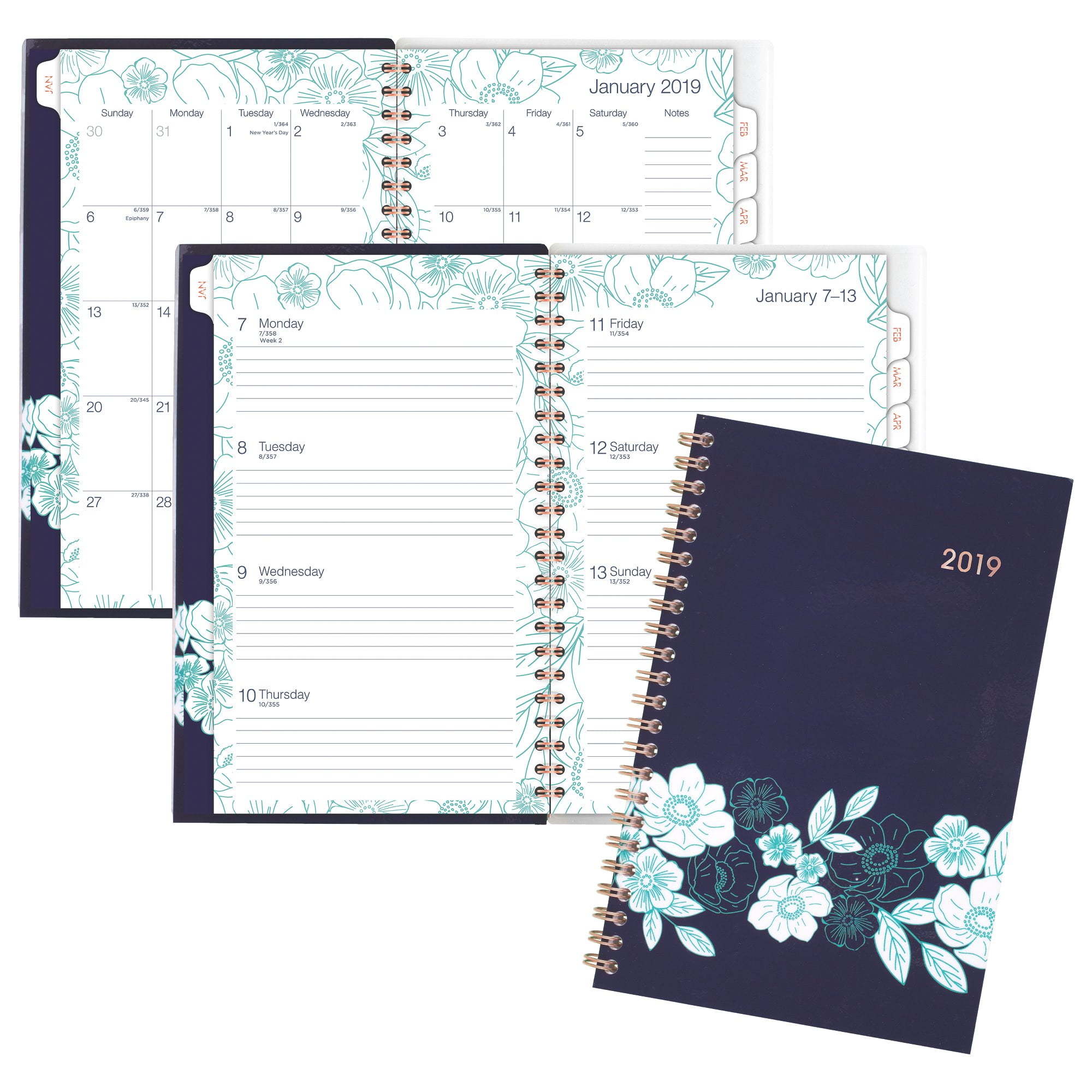 Cambridge Midnight Magnolia Customizable Weekly-Monthly Planner - Planners &