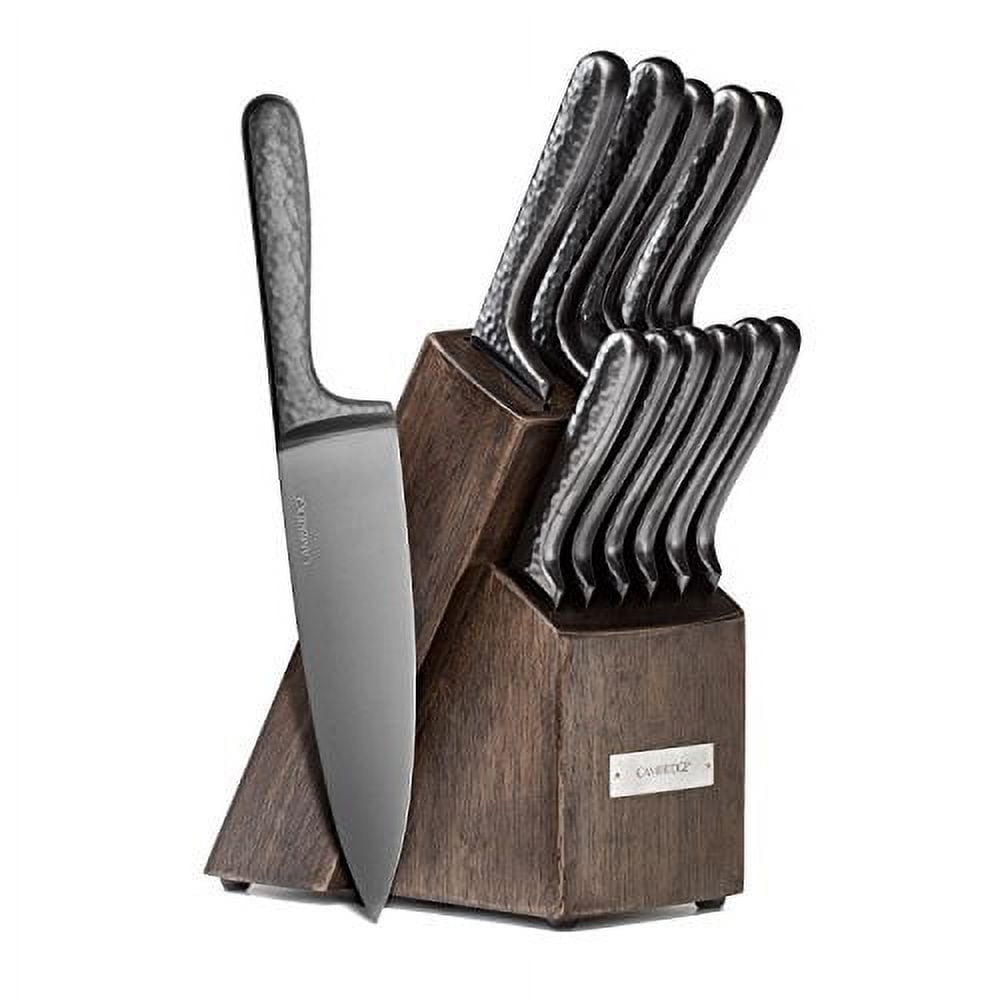Cambridge Silversmiths Nero Stainless Steel Cutlery Set with Block (12-Piece)