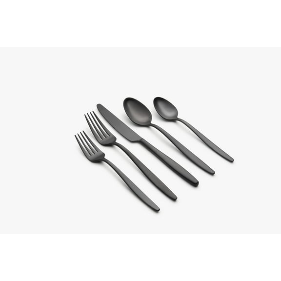 Cambridge Nylah PVD Black Satin 18/0 20-Piece Flatware Set