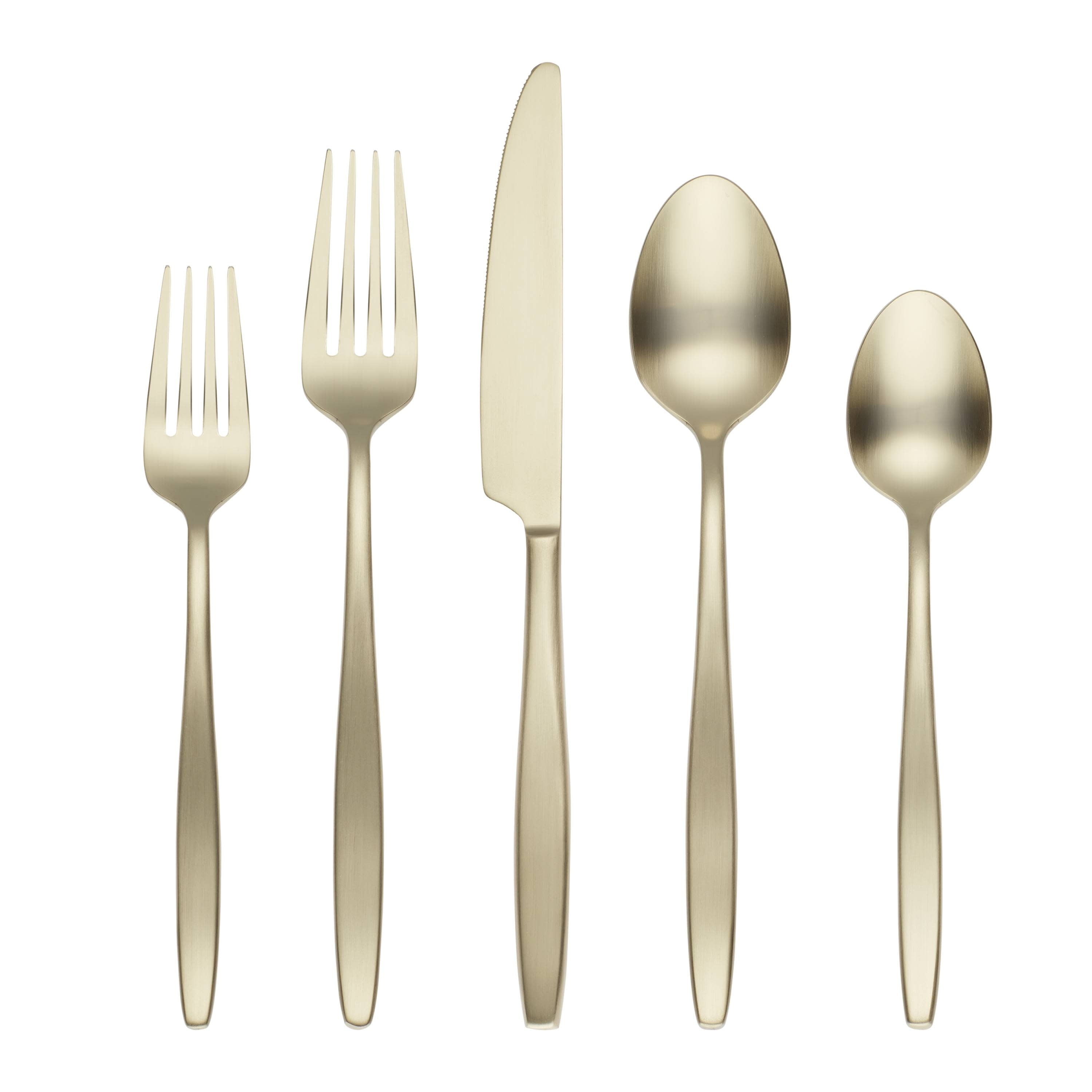 Cambridge Nylah PVD Champagne Satin 18/0 20-Piece Flatware Set