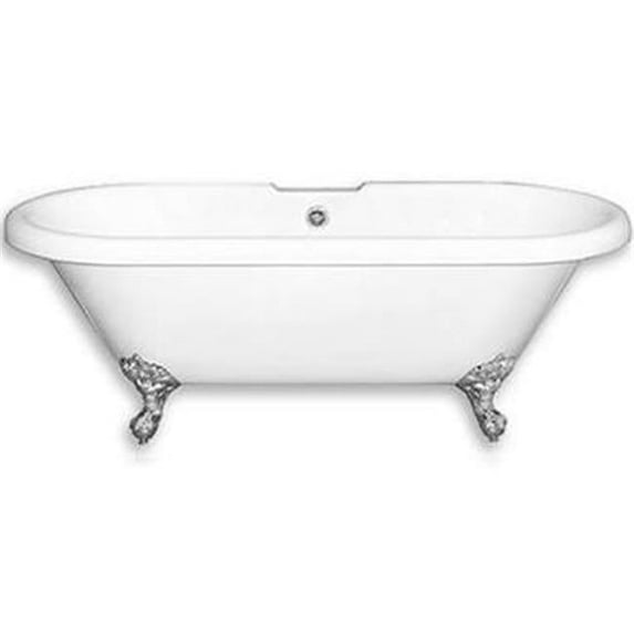 Cambridge Plumbing ADE60-DH-CP 60 x 30 in. Acrylic Double Ended Clawfoot Bathtub with 7 in. Deck Mount Faucet Drillings & Polished Chrome Feet
