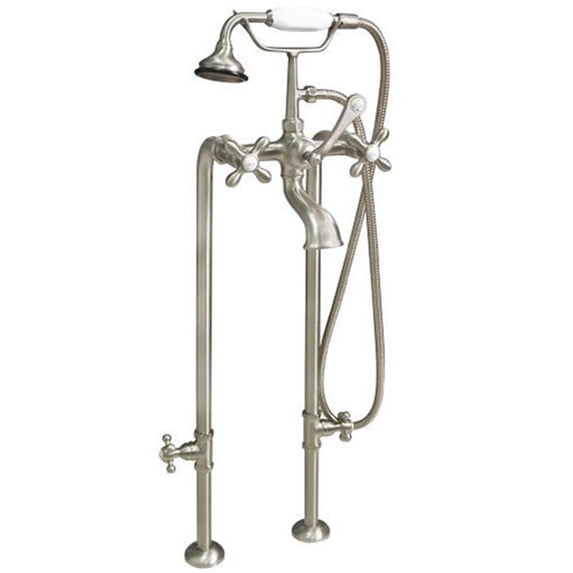 Cambridge Plumbing CAM398463-BN Clawfoot Tub Freestanding British Telephone Faucet & Hand Held Shower Combo