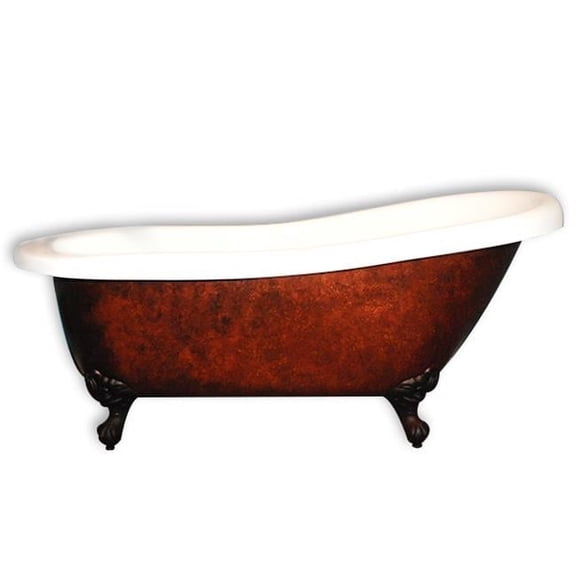 Cambridge Plumbing DE67-DH-ORB-CB 67 x 30 in. Cast Iron Clawfoot Bathtub Faux Copper Bronze Finish On Exterior with 7 in. Deck Mount Faucet Drillings & Oil Rubbed Bronze Feet