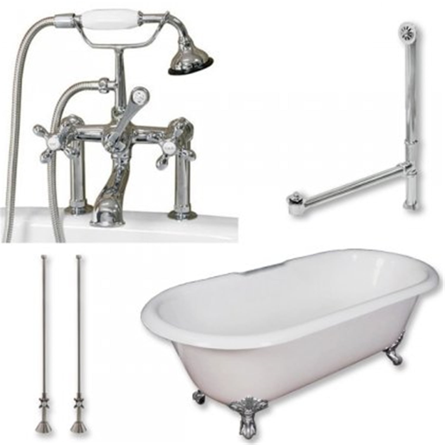 Modern White Cast Iron Clawfoot Tub with Chrome Faucet