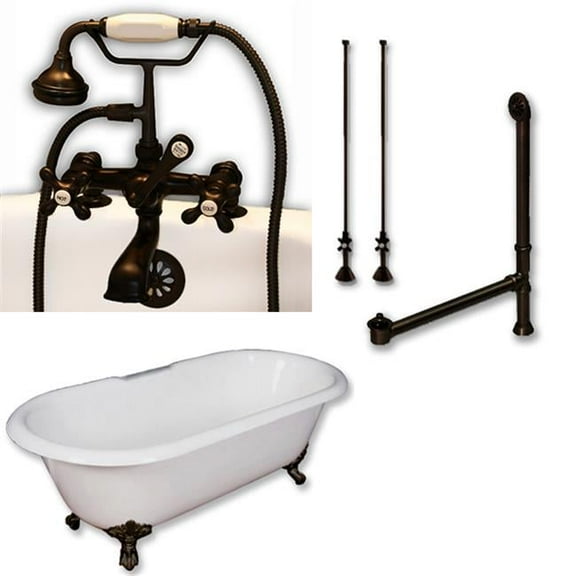 Cambridge Plumbing Cast Iron Double Ended Clawfoot Tub- Oil Rubbed Bronze - 67 x 30 in.