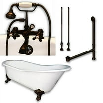 Cambridge Plumbing ST67-463D-2-PKG-ORB-7DH Cast Iron Slipper Clawfoot Tub- Oil Rubbed Bronze - 67 x 30 in.