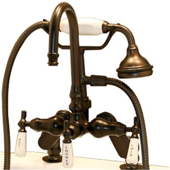 Cambridge Plumbing CAM684D-ORB Clawfoot Tub Porcelain Lever Brass Faucet