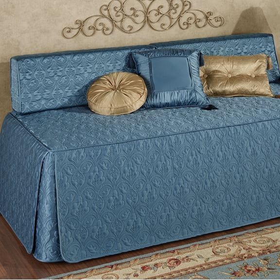 Cambridge Poly Satin Damask Quilted Bedding, Blue Shadow, 5-pc Daybed Bed Set with Shams