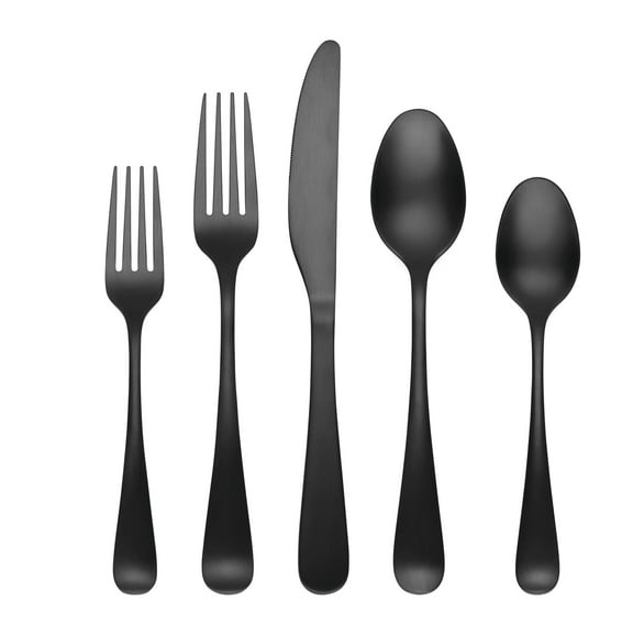 Rhiannon Black Satin 45-Piece Flatware Set