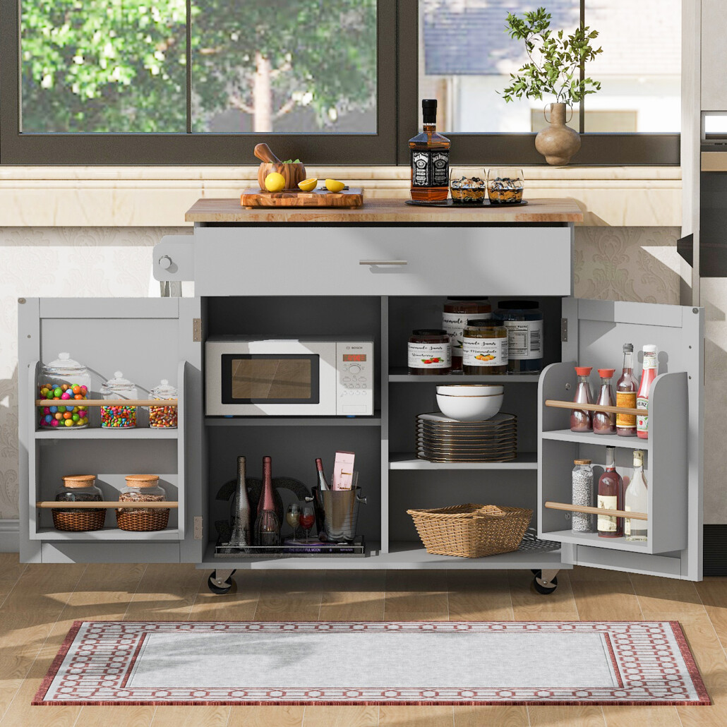 Cambridge Rolling Kitchen Island on Wheels with Locking Wheels, Drop ...