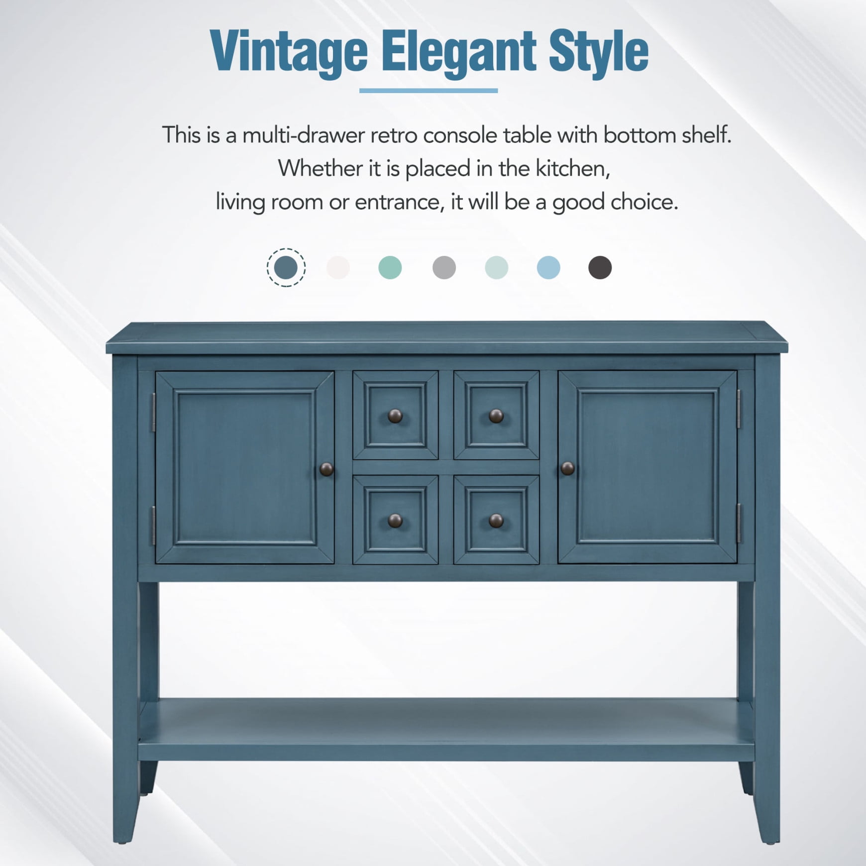 Cambridge Series Console Table with Four Small Drawers and Bottom Shelf ...