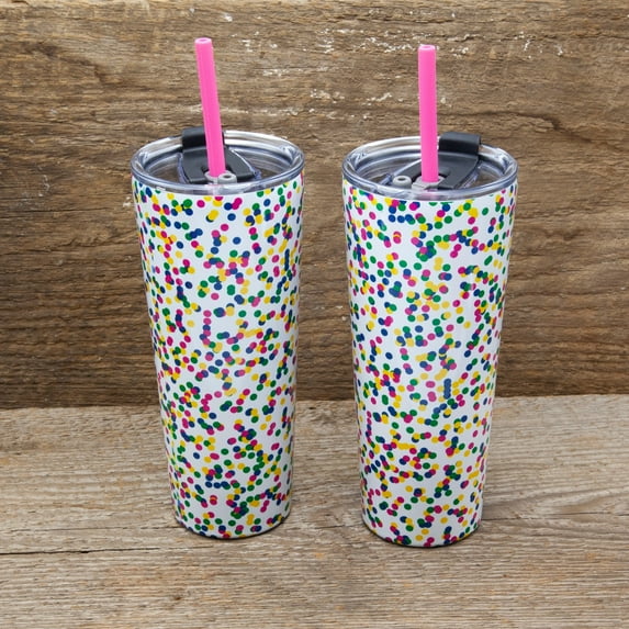 Cambridge Set Of 2, 24 Ounce Confetti Straw Tumbler