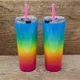 thumbnail image 1 of Cambridge Set Of 2, 24 Ounce Multi-Color Ombre Straw Tumbler, 1 of 5