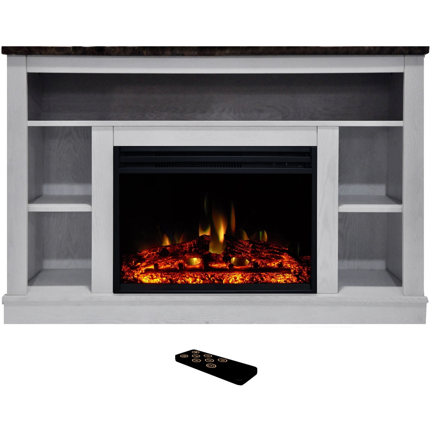 Seville 47'' White MDF Electric Fireplace with Enhanced Log Display