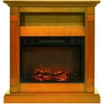 thumbnail image 1 of Cambridge Sienna 34" Freestanding Teak Mantel Electric Fireplace Heater with Realistic Flames & Log Insert | Fireplace Console Heater For Rooms up to 210 Sq.Ft. with Storage Shelf & Remote Control, 1 of 19