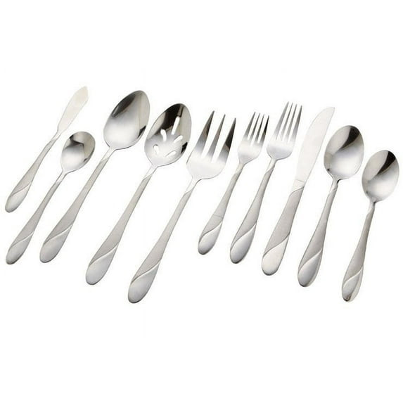 Cambridge Silversmiths 32645CSLG13 Swirl Flatware Set, 45 Piece