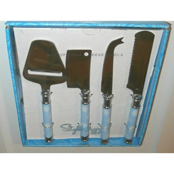 Cambridge Silversmiths 4 Piece Gourmet Cheese Knife Set Duplex Blue Snowflake