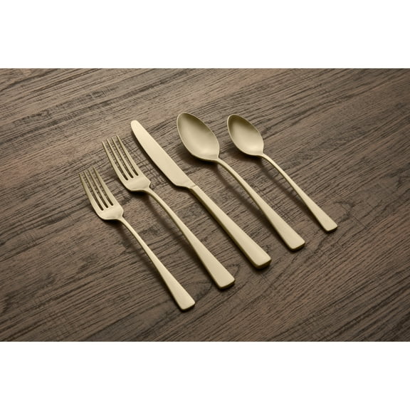 Cerys Champagne Satin 20-Piece Flatware Set