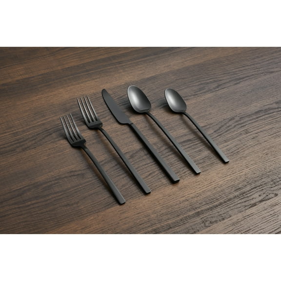 Damaris Black Satin 20-Piece Flatware Set