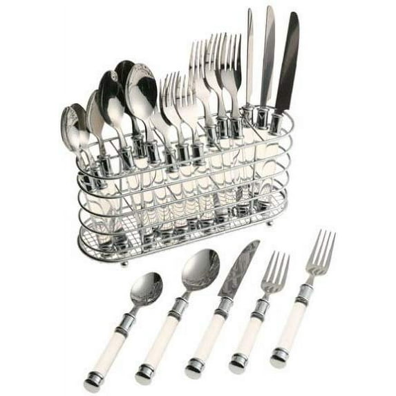 Cambridge Silversmiths Duplex Flatware Set with Chrome Caddy - Service for 4, 20 Piece