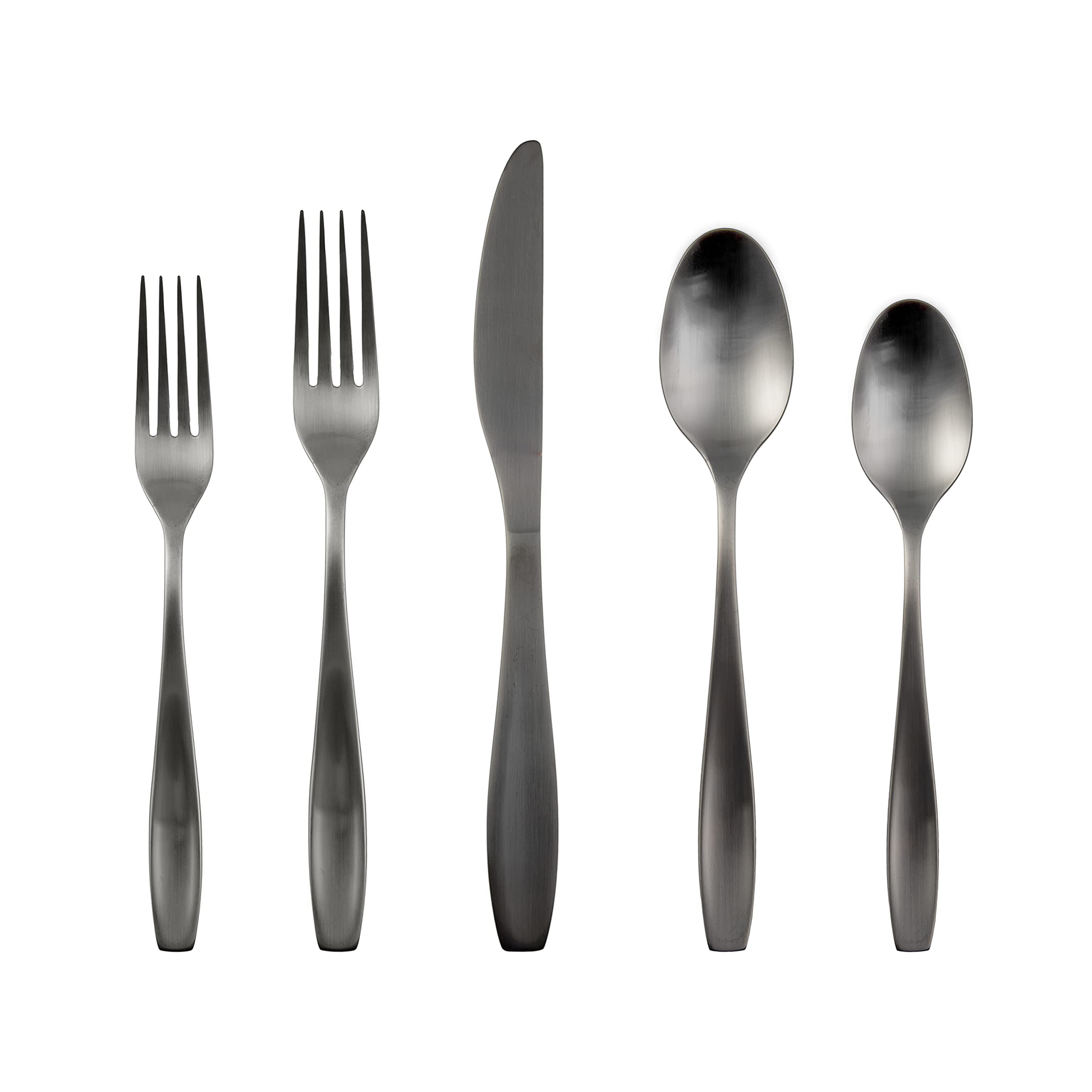 January Black Satin Stainless Steel 20-Piece Flatware Set