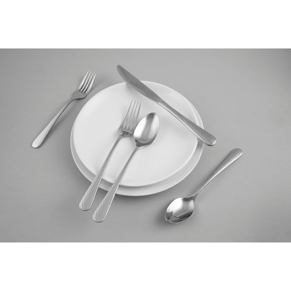 Cambridge Silversmiths Keene Hammered Mirror 20 Piece Flatware Set, Service for Four, silver