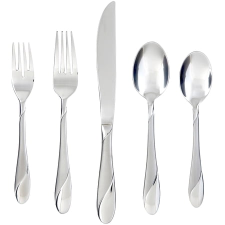 Cambridge Silversmiths Swirl Sand 20-Piece Flatware Set, Silver