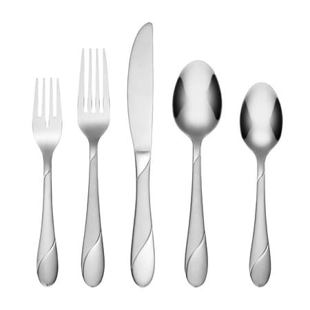 Cambridge Silversmiths Swirl Sand 89-Piece Flatware Set with 5-Piece Hostess Set