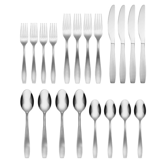 Cambridge Silversmiths Tyrus Satin Mirror 20-Piece Stainless Steel Flatware Set Service for 4