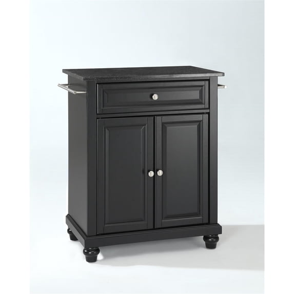 Cambridge Solid Black Granite Top Kitchen Island w Bun Feet