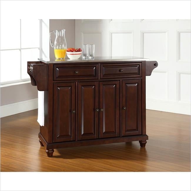 Mahogany Stainless Steel Top Full Size Kitchen Island