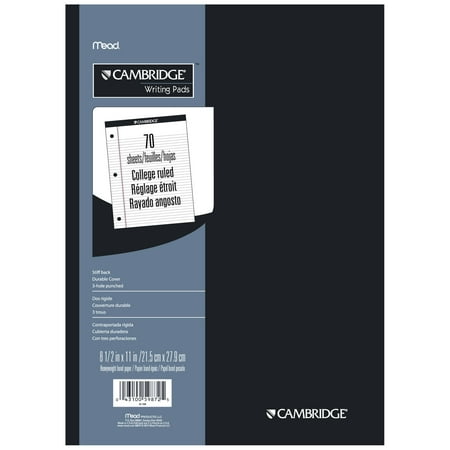 Cambridge Stiff-Back Legal Pad, 8 1/2" x 11", White
