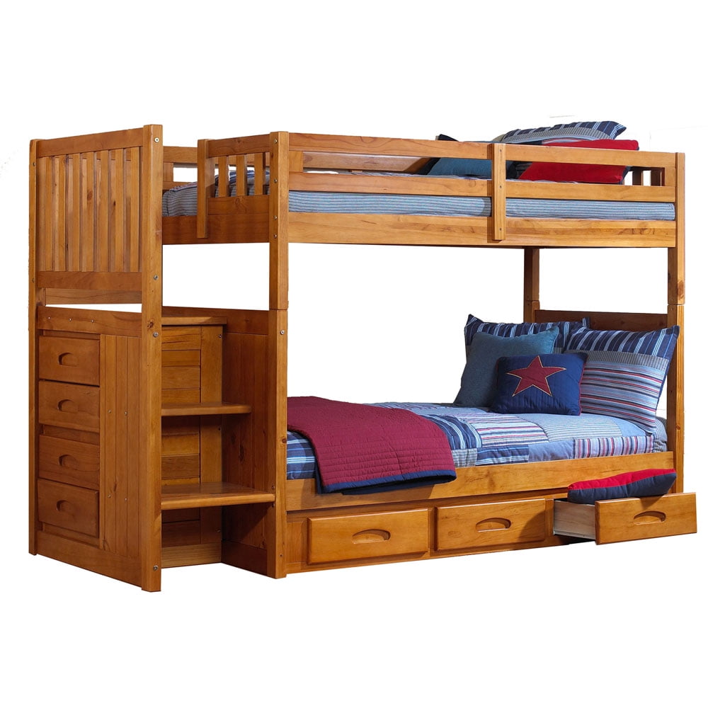 Cambridge TwinOverTwin Staircase Bunk Bed with Storage Drawers